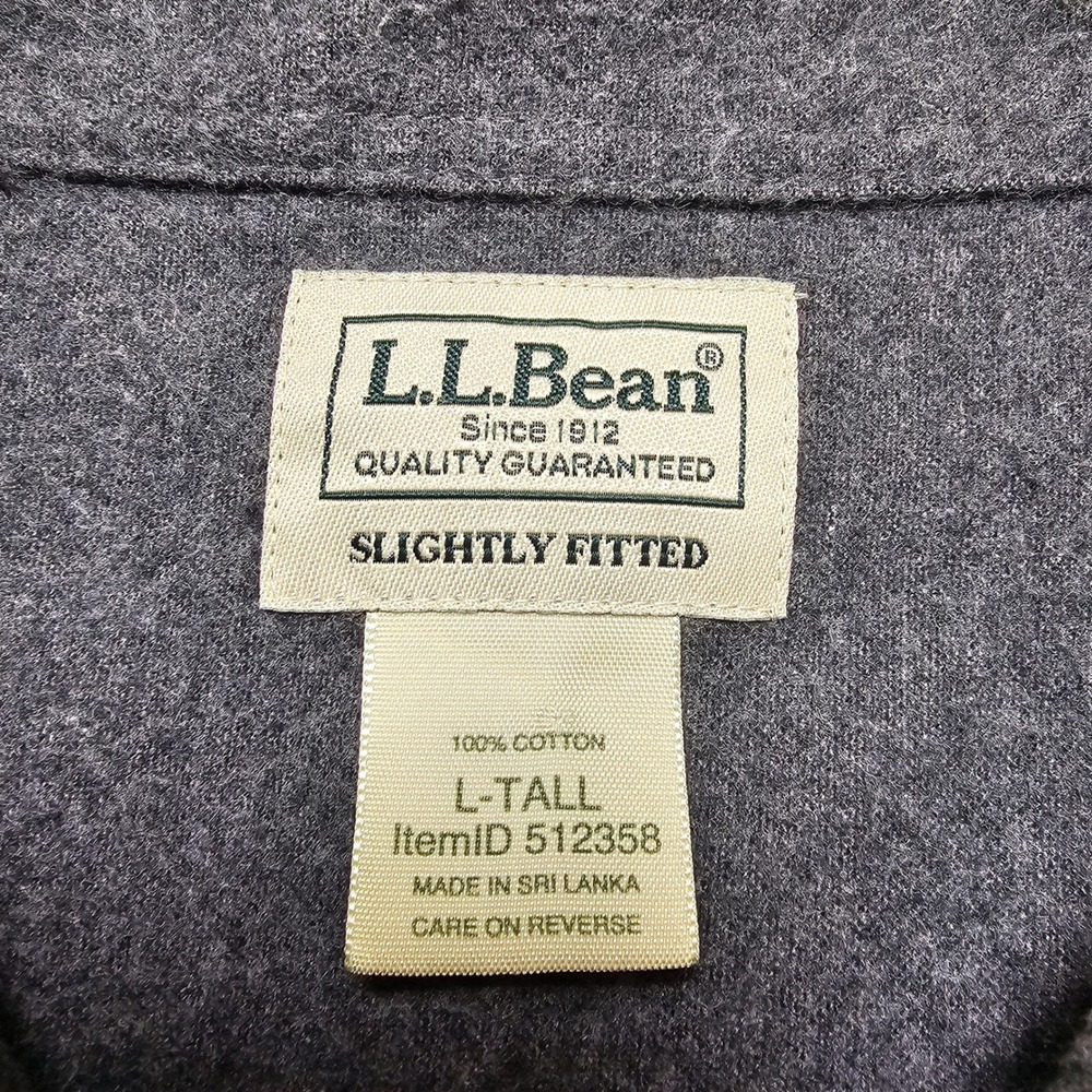 LL Bean Mens L-Tall Slightly Fitted Flannel Shirt Charcoal Gray‎ Heather - Picture 3 of 16